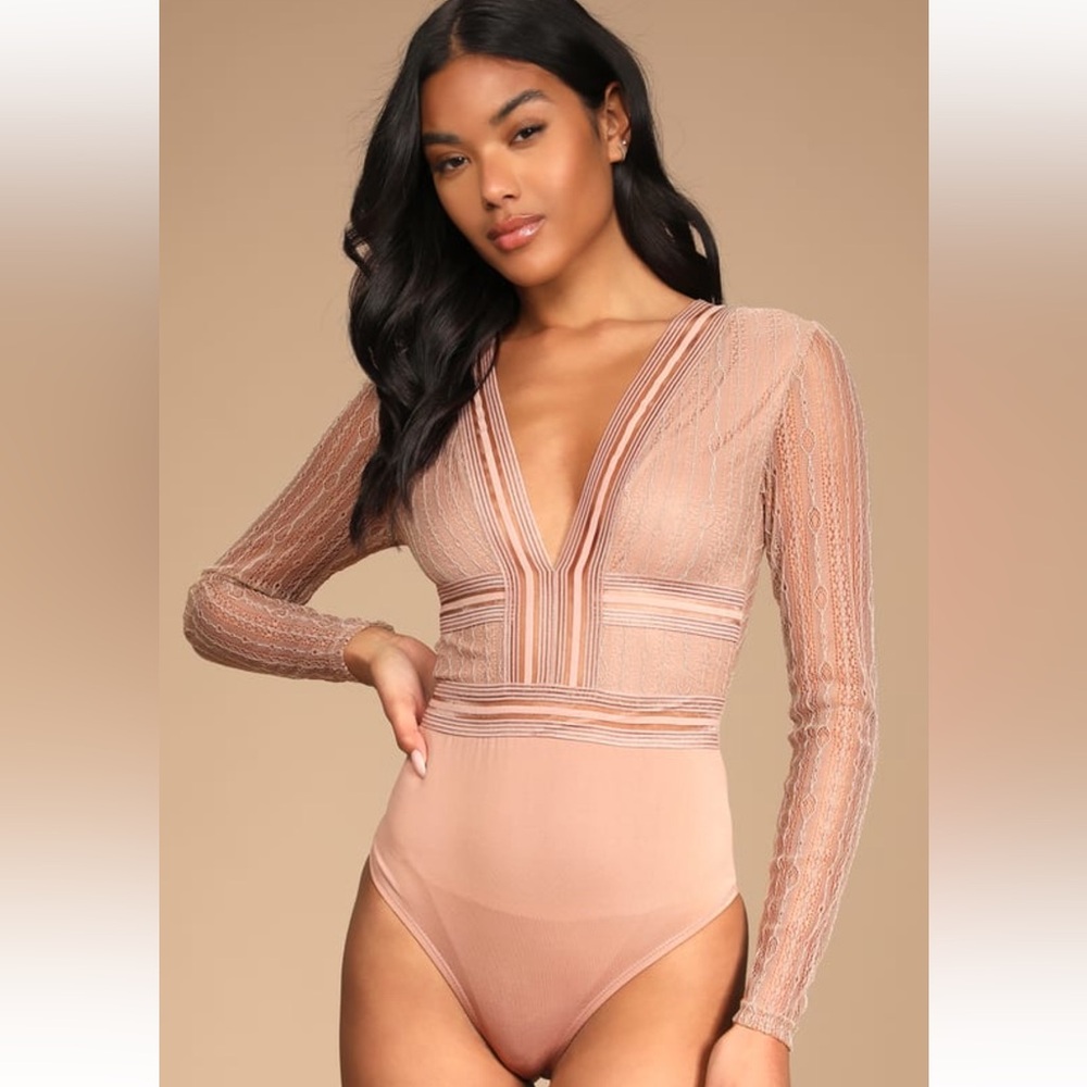 Lulu’s Casita Sheer Lace long sleeved bodysuit